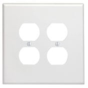 2-Gang Duplex Device Receptacle Wallplate, Oversized, Thermoset, Device Mount, Brown