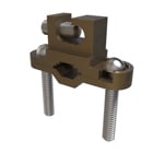 Permaground Bronze Ground Clamp, Conductor Range 2-10, Pipe Sizes 1/2 to 1in, Ground Rod Sizes 1/4 to 1in, Rebar Sizes #3-#8, Parallell Lay-in, Direct Bury