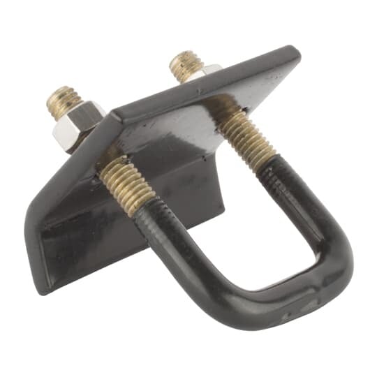 Clamp, Channel to Beam, Height 3-3/16 Inches, Plate Width 3 Inches, Plate Length 2-3/8 Inches, Plate Thickness 13/16 Inch, Steel, For use with A-1200, B-1200, C-1200, A-1400, B-1400 and B-1402 Series Channels, PVC Coated Gray
