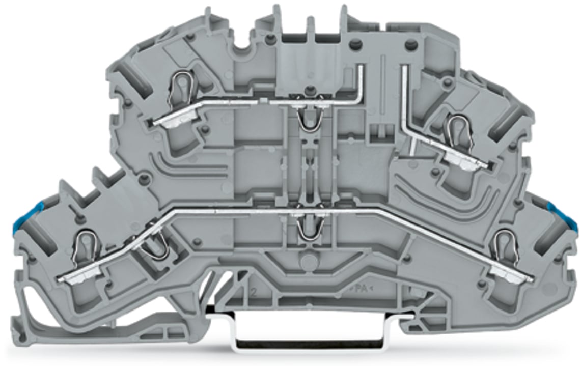 Double-deck carrier terminal block; N/L; upper-deck base; for DIN-rail 35 x 15 and 35 x 7.5; 2.5 mm; Push-in CAGE CLAMP; 2,50 mm; gray