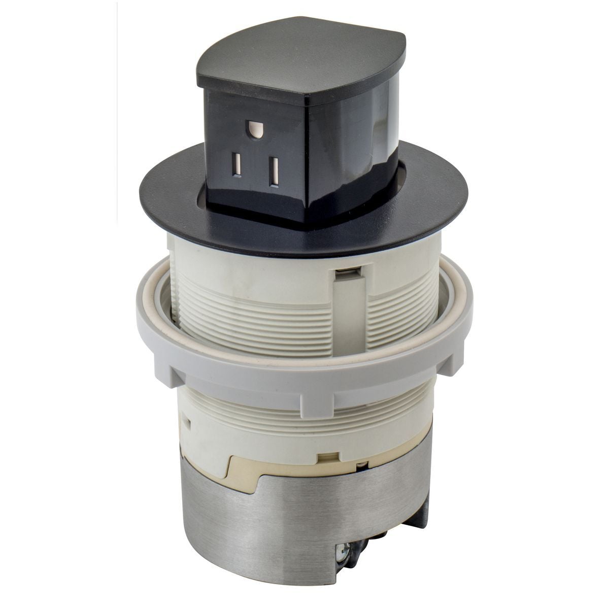 15A Kitchen Counter Receptacle, Flush Mount, Black