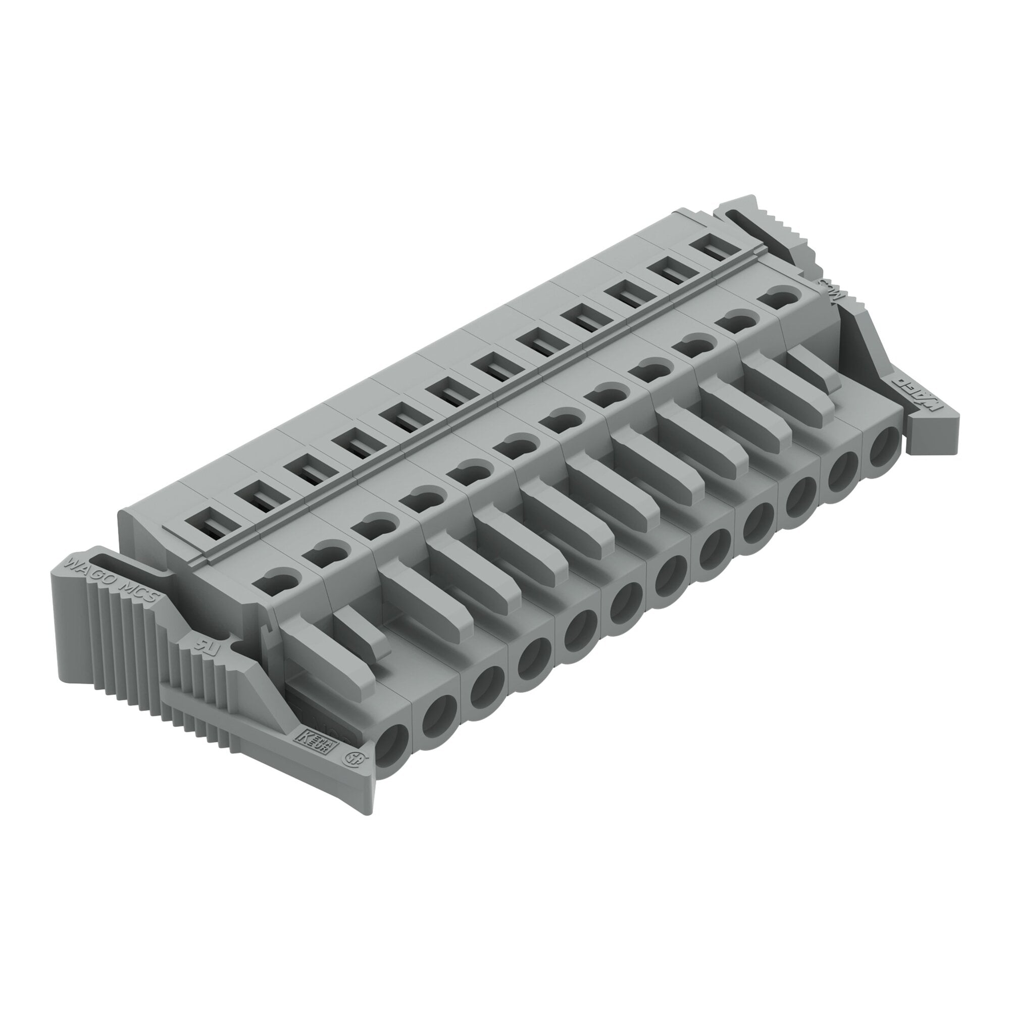 1-conductor female connector; CAGE CLAMP; 2.5 mm; Pin spacing 5 mm; 12-pole; Lateral locking  levers; 2,50 mm; gray