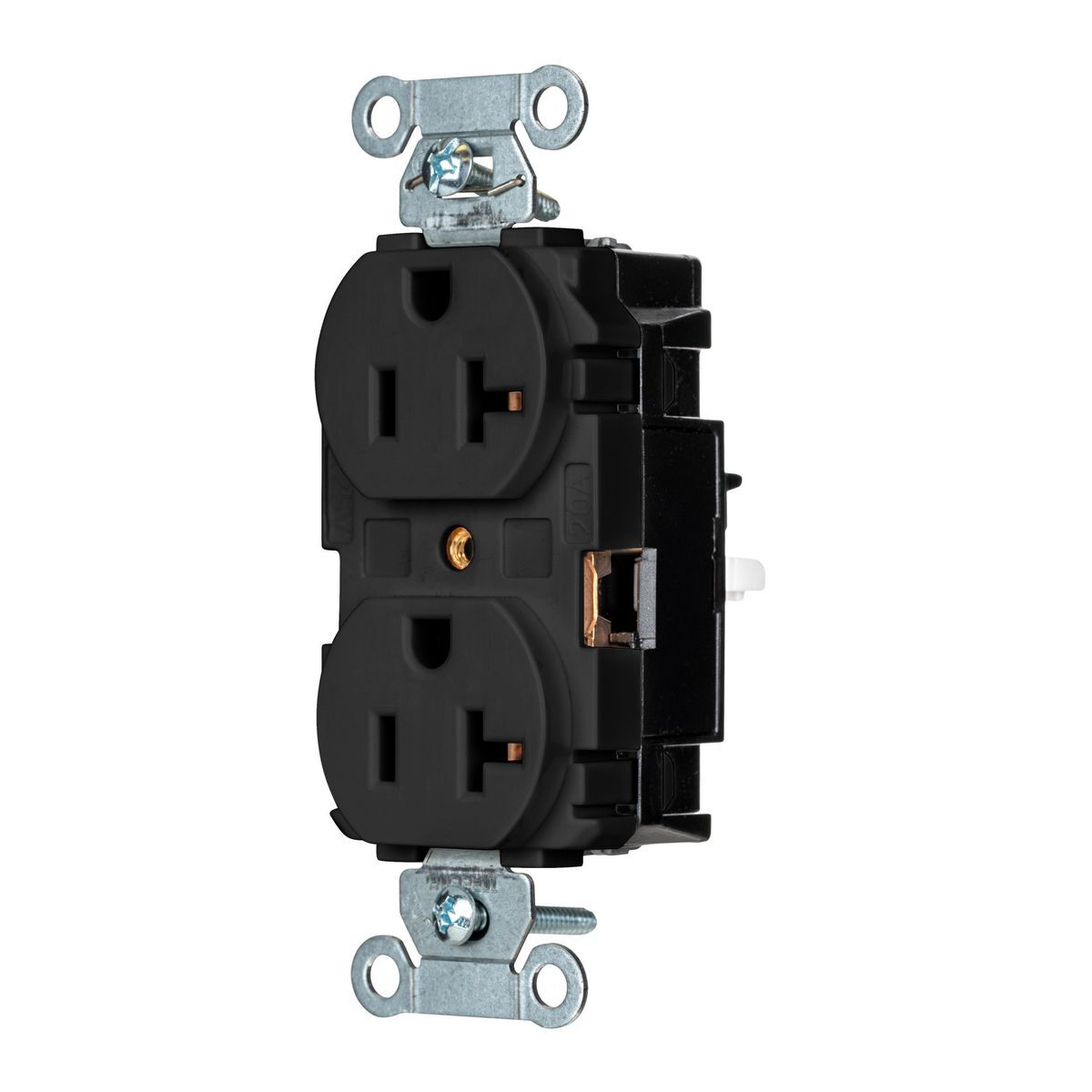 Straight Blade Devices, EdgeConnect, Duplex Receptacle, Commercial Grade, 2-Pole 3-Wire, 20A 125V, 5-20R, Screwless Terminal, Black