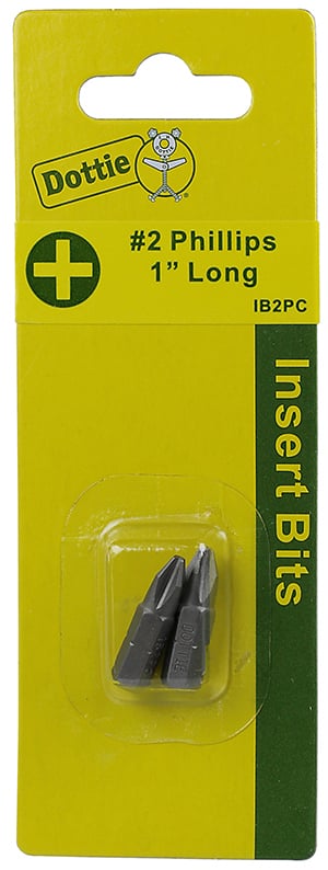 Insert Bit, #2 tip size, Phillips tip type, 1 in. overall length, 2 pieces, #8-10 screw size