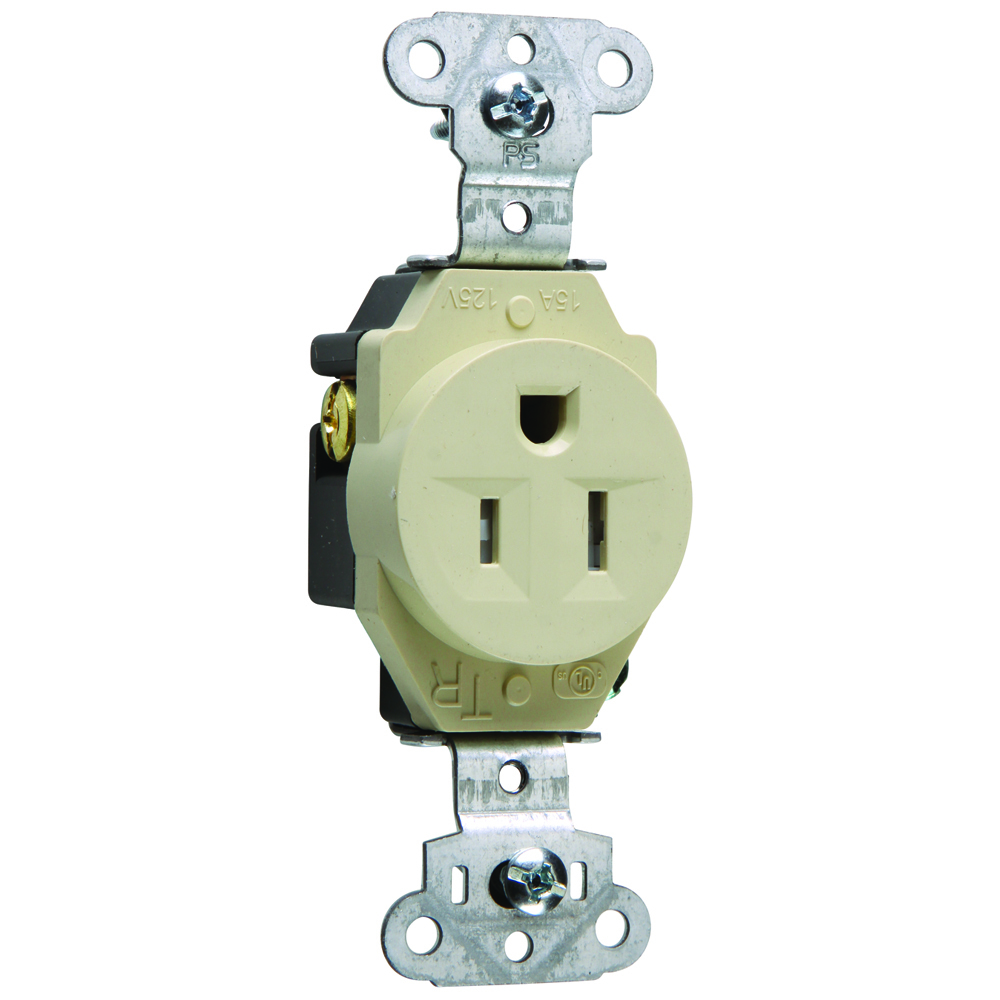 Tamper-Resistant Construction Spec Grade Single Receptacle Back and, Side Wire 15amp 125volt Ivory