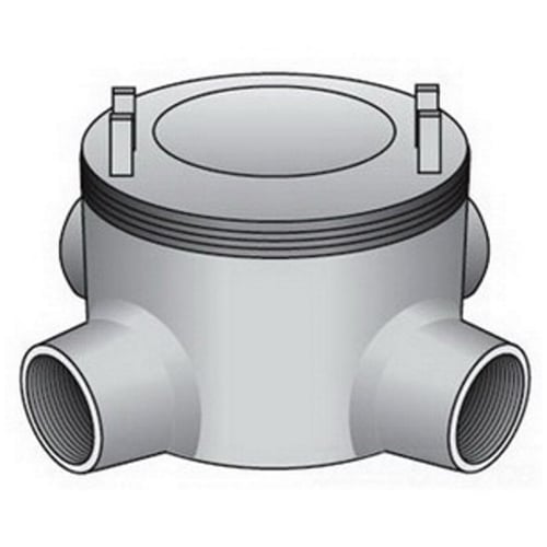 OZ-Gedney Type GUAX Conduit Outlet Box, Number Of Outlet: 4, Malleable Iron Body, Copper-Free Aluminum Cover, Size: 3/4 IN, Cable Entry: (4) 3/4 IN Hubs, 15 CU-IN Capacity, No, 3 IN Cover Opening, Finish: Zinc Electroplated With Aluminum Enamel, 3-5/8 IN Width, 2-1/8 IN Depth, NEMA Rating: NEMA 4, 7CD, 9EFG, Third Party Certification: UL File Number E-30513, Class I, Division 1, 2, Groups C, D, Class I, Zone 1, 2, Groups IIA, IIB, Class II, Division 1, 2, Groups E, F, G, Class III, CSA 020945, Applicable Third Party Standards: UL 886, CSA C22.2 Number 30, NEC Articles 500-503 And 505, Military Specification Mil-F-28675, Federal Specification A-A-50563, For Rigid Conduit And IMC