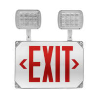 ECL5 Series LED Wet Location Emergency Exit Sign with Adjustable Light Heads, Red Lettering