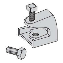 Eaton B-Line series datacomm and low voltage support fasteners, includes: Beam clamp (B444-1/4) and 1/4"-20 x 1/2" hex head cap screw, Beam clamp, Steel