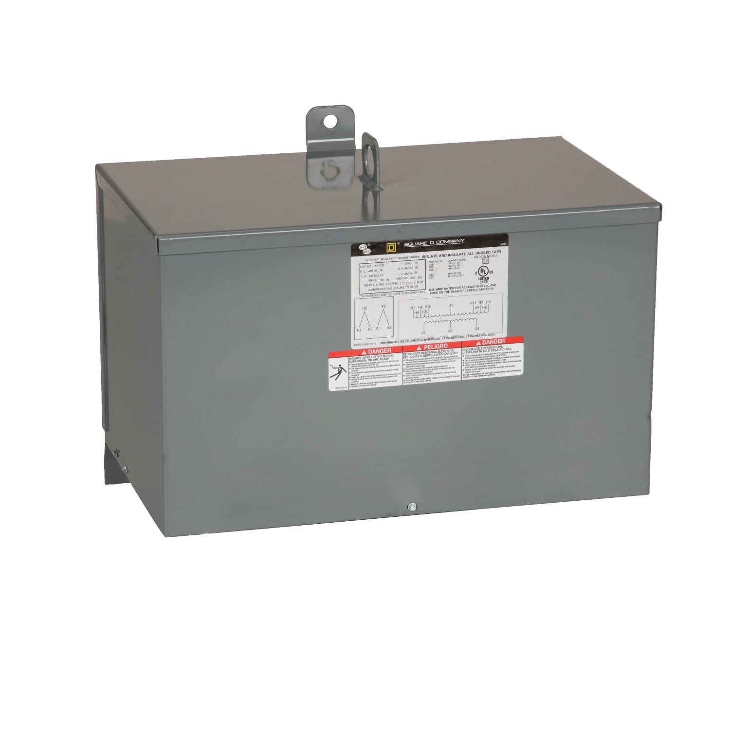 Transformer, dry type, encapsulated, 6kVA, 3 phase, 480V delta primary, 208Y/120V secondary, 12C, 115C rise [TAA]
