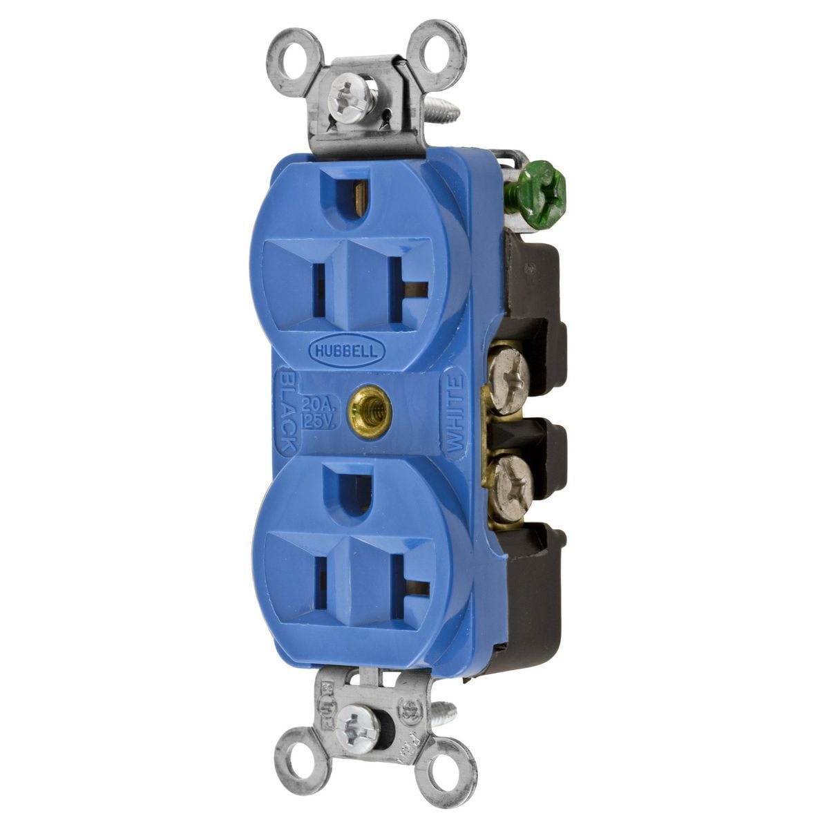 Straight Blade Devices, Receptacles, Duplex, Commercial/Industrial Grade, 2-Pole 3-Wire Grounding, 20A 125V, 5-20R, Blue