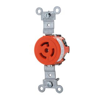 15-Amp, 277 Volt, Single Locking Receptacle, Industrial Grade, Isolated Ground, Orange