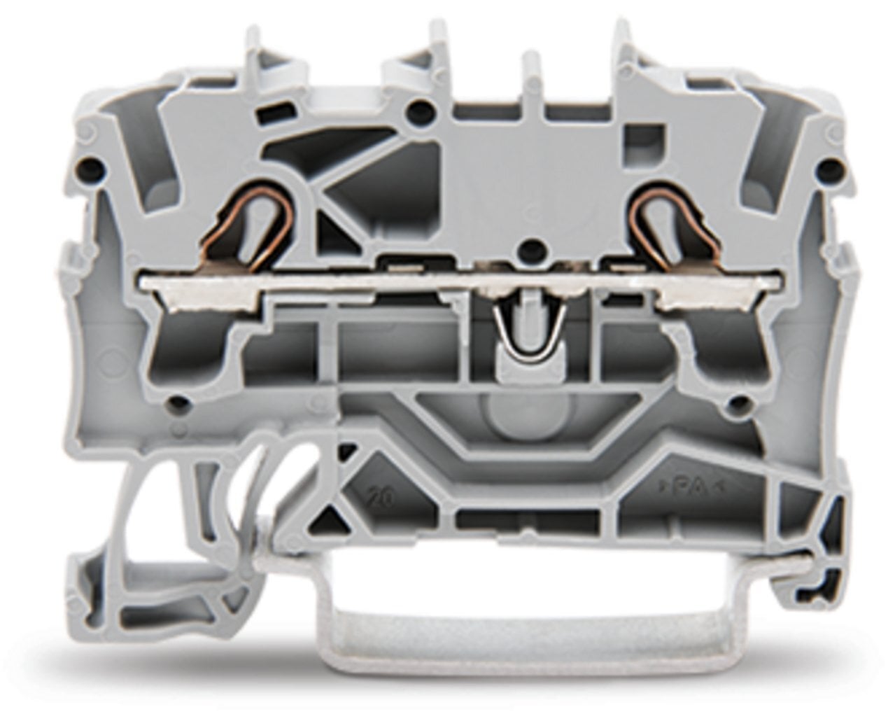 2-conductor through terminal block; 2.5 mm; suitable for Ex e II applications; side and center marking; for DIN-rail 35 x 15 and 35 x 7.5; Push-in CAGE CLAMP; 2,50 mm; gray