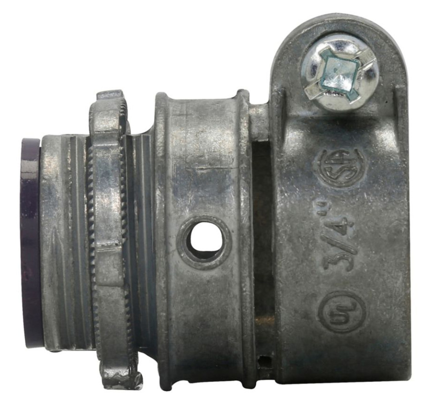 1709DC Insulated Straight Threaded Squeeze Conduit Connector, 3/4 in Trade, For Use With Flexible Metallic Conduit Fitting, Die Cast Zinc, Zinc Plated