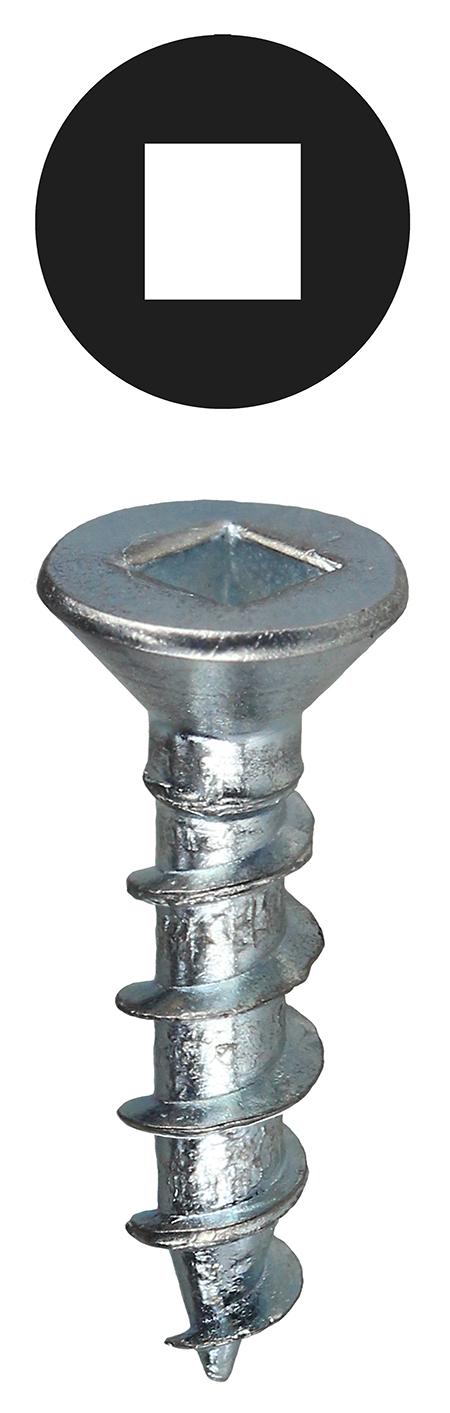 Flat Head Wood Screw, Steel material, #6 x 1 in. Size, Zinc Plated Finish, Square drive type