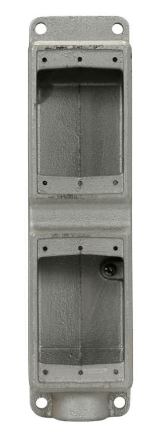FS27 Condulet 1-Entry Shallow Tandem Device Box, 3/4 in Trade, 2 Gangs, Feraloy Iron Alloy, Aluminum Acrylic Painted/Electro-Galvanized
