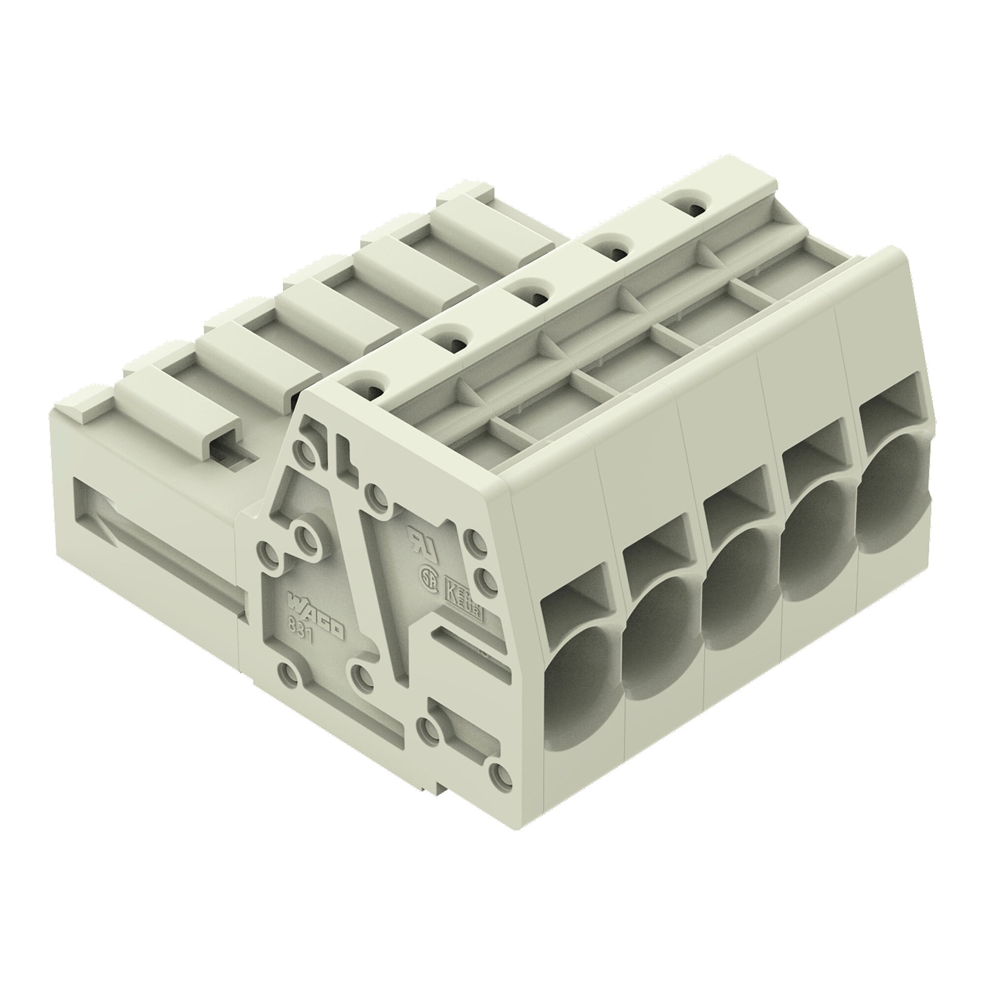 1-conductor male connector; Push-in CAGE CLAMP; 10 mm; Pin spacing 7.62 mm; 5-pole; 100% protected against mismating; 10,00 mm; light gray