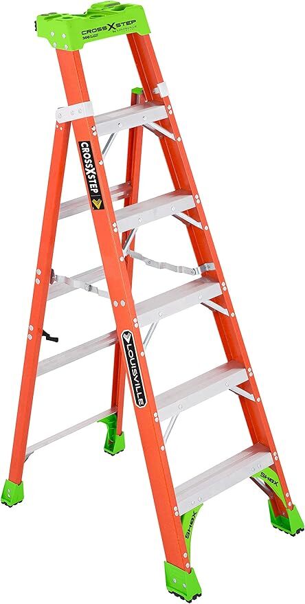 6-Foot Fiberglass Cross Step Convertible Ladder, Type IA, 300lb Capacity