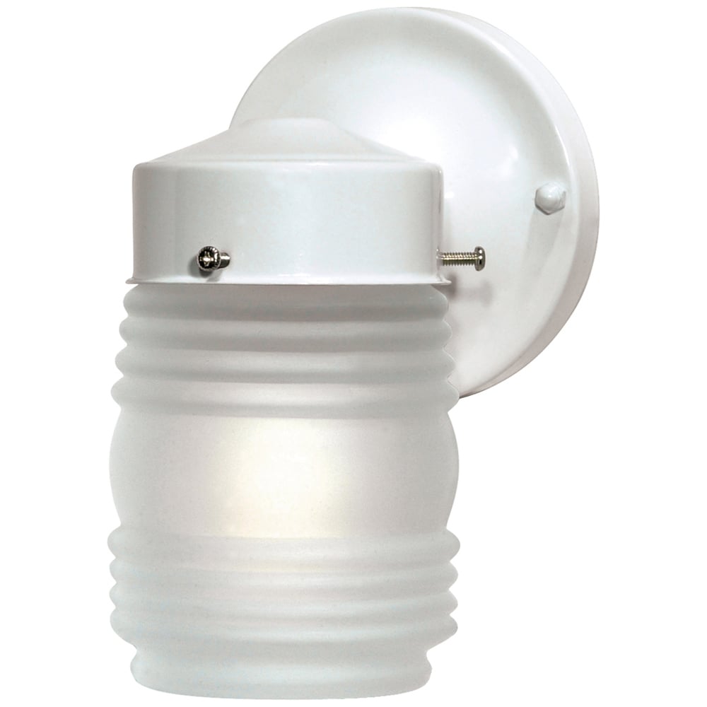 1 Light - 6 - Porch, Wall - Mason Jar w/Frosted Glass - Gloss White