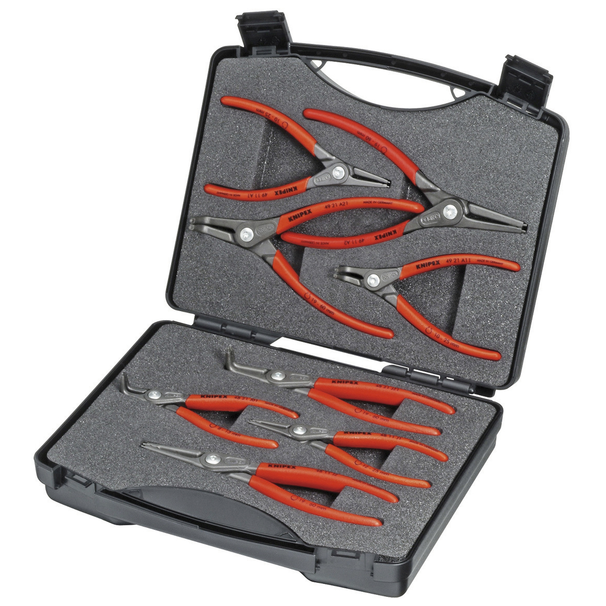 8 Pc Precision Snap Ring Pliers Set in Case with Foam, 11 in.