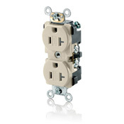 20-Amp, 125-Volt, Tamper-Resistant, Duplex Receptacle, Straight Blade, Commercial Grade, Self Grounding, Light Almond