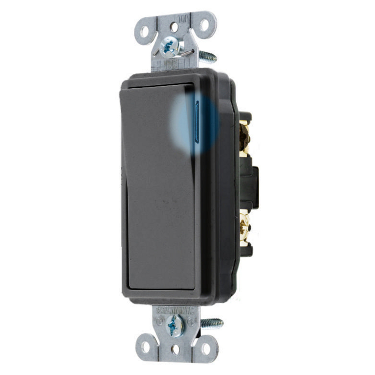 Switches and Lighting Controls, Decorator Series Specification Grade, Rocker Switches, General Purpose AC, Illuminated Three Way, 20A 120/277V AC, Back and Side Wired, Black