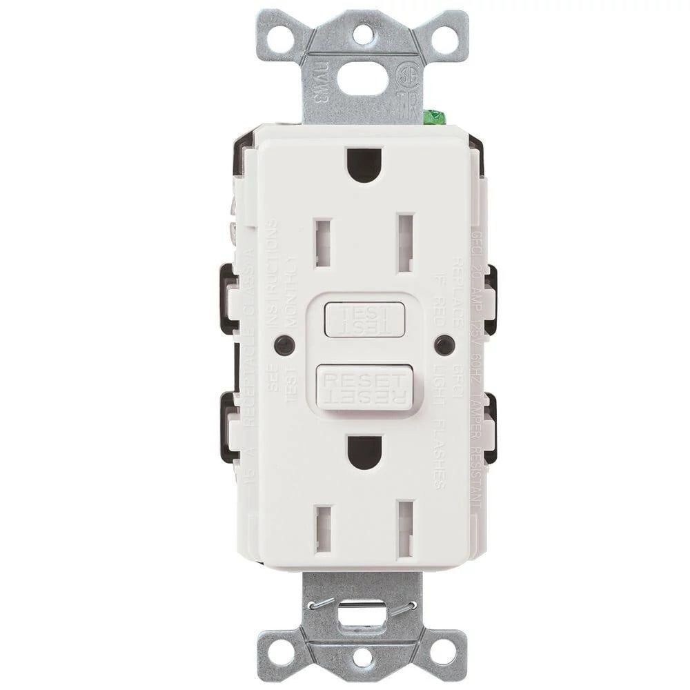 Lutron Claro Tamper-Resistant GFCI Duplex Receptacle, 15-Amp, White