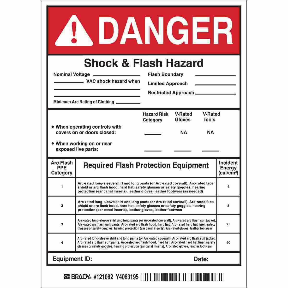 B7569 5X7 BLK/RED/WHT 5/PK ARC FLASH LBL