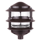 Three Tier Pagoda Garden Light, Height 7 Inches, Width 5-1/4 Inches, Bronze, Die Cast Zinc, 75 Watt Maximum, with 12 Inch Extended Leads, Gasket and Ground Screws Globe