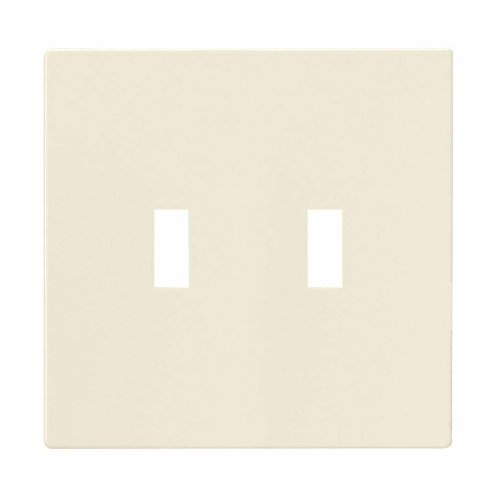 Eaton Screwless wallplate, Screwless, Lt. Almond, Toggle Cutout, Polycarbonate, Two- gang, Mid-size
