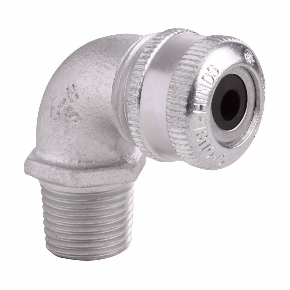 Eaton Crouse-Hinds series CGE cable gland, Cable range min/max: 1.000-1.188", Non-armoured and tray cable, 90 angle, Non-armoured gland, Feraloy iron alloy, General purpose, 1" NPT