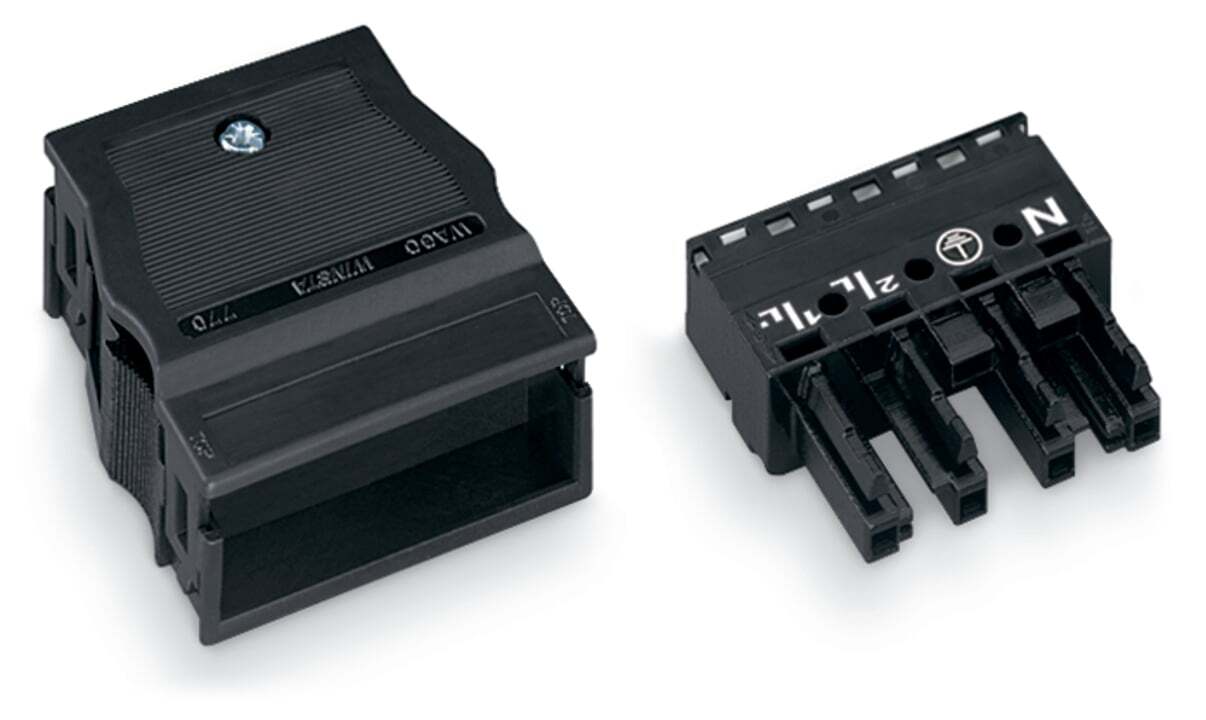 Socket; with strain relief housing; 4-pole; Cod. A; 4,00 mm; black