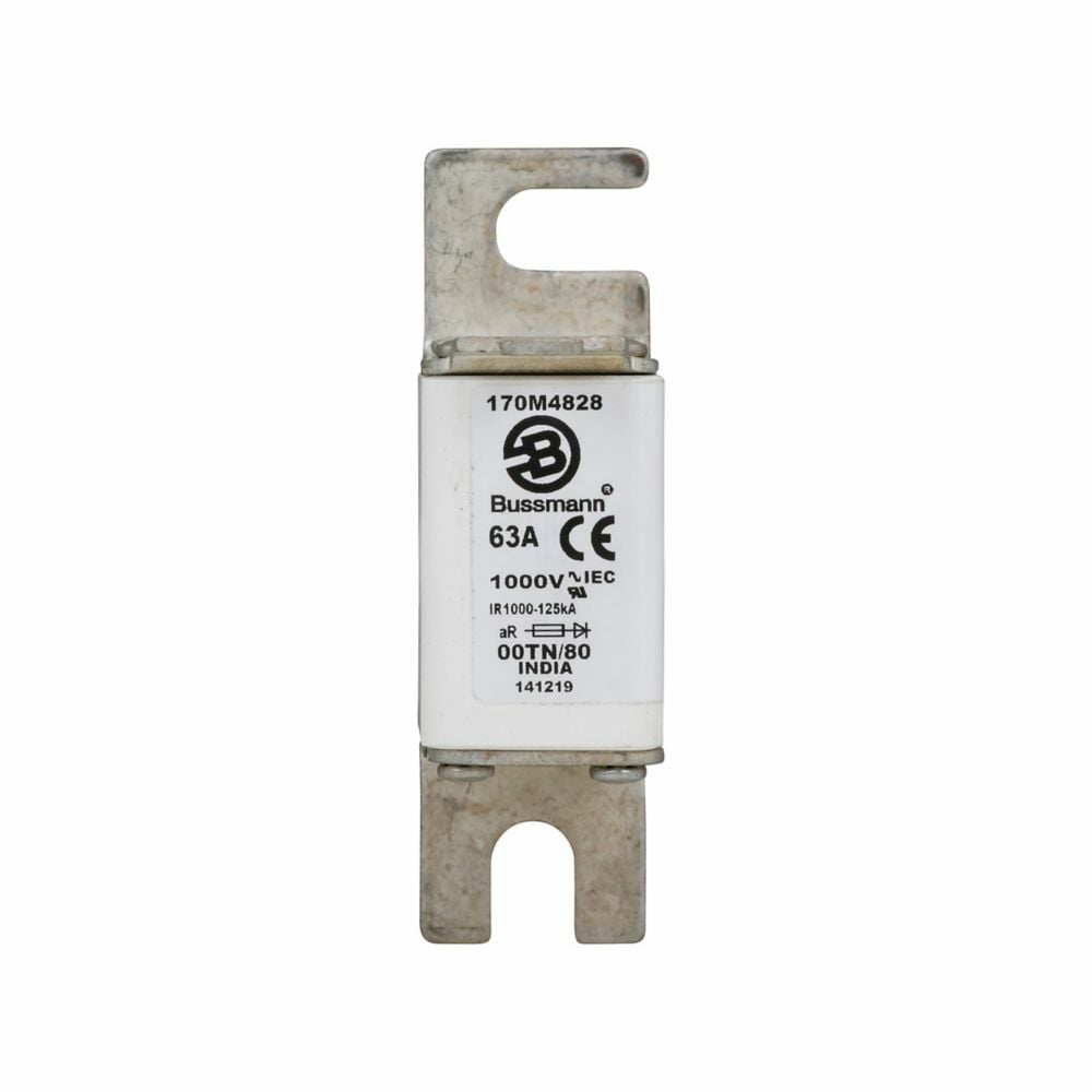 Fuse-link, high speed, 63 A, AC 1000 V, size 00, 30 x 47 x 98 mm, aR, DIN, IEC, single indicator