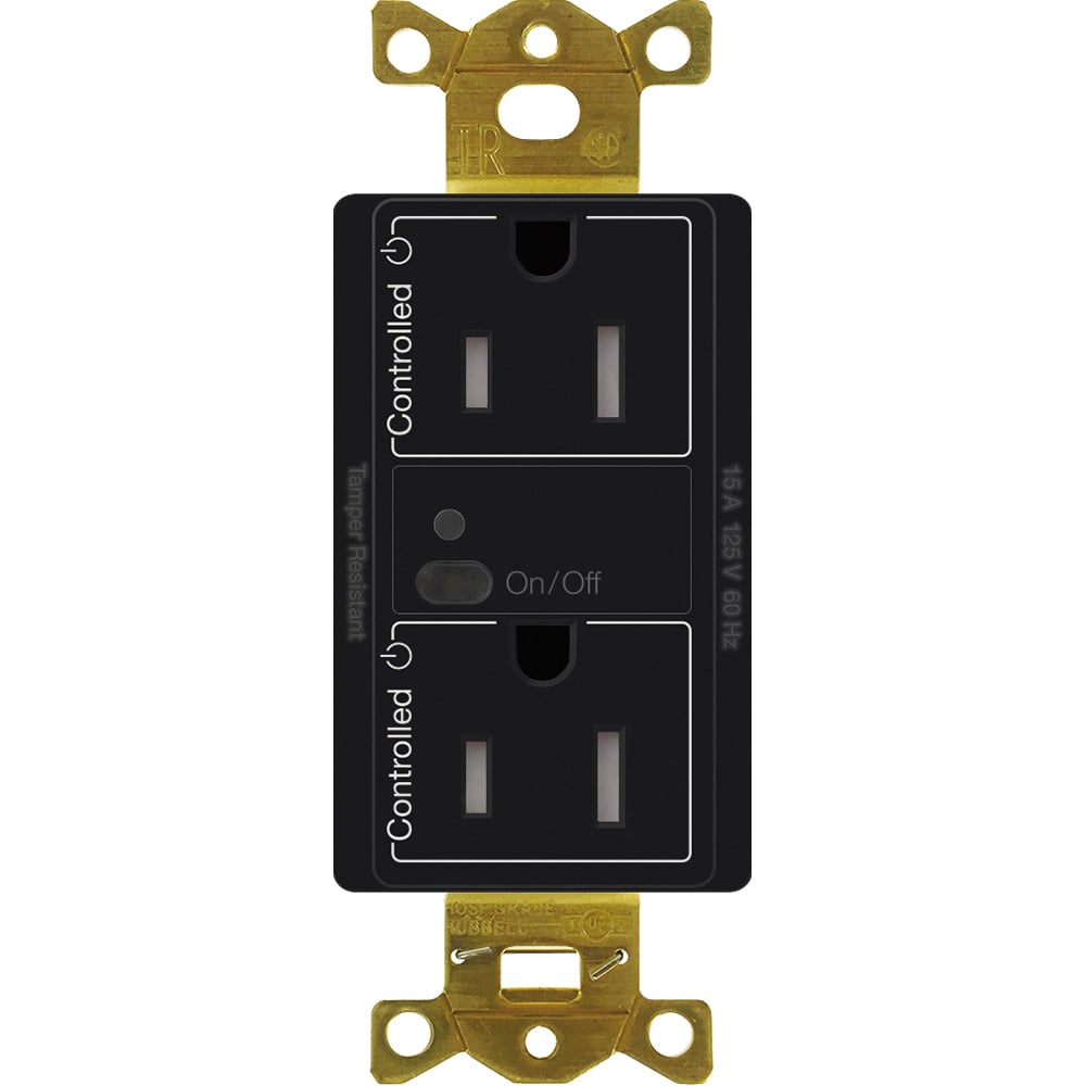 Vive wireless receptacle, 15 A duplex, in black