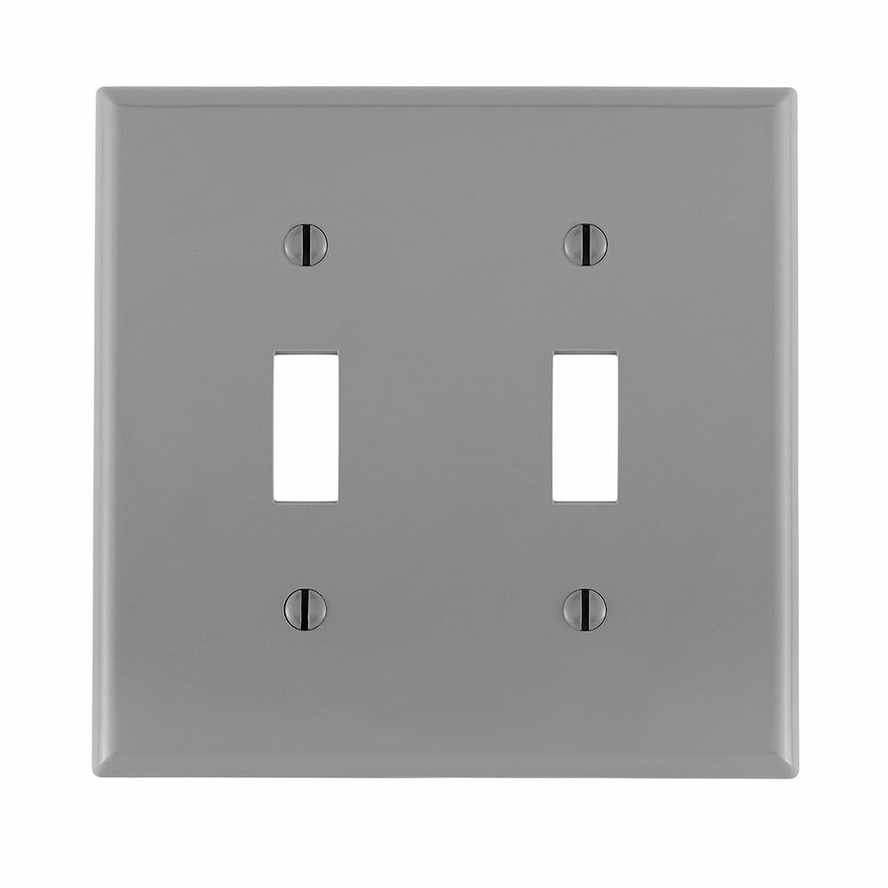 2-Gang Toggle Device Switch Wallplate, Standard Size, Thermoplastic Nylon, Device Mount, Gray