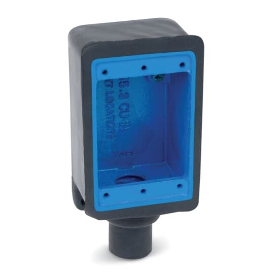PVC Double-Coated Dead End Device Box, Shallow Style, Single Gang, One Hub, Hub Size 1/2 Inch/16 Metric, Iron Alloy, Gray