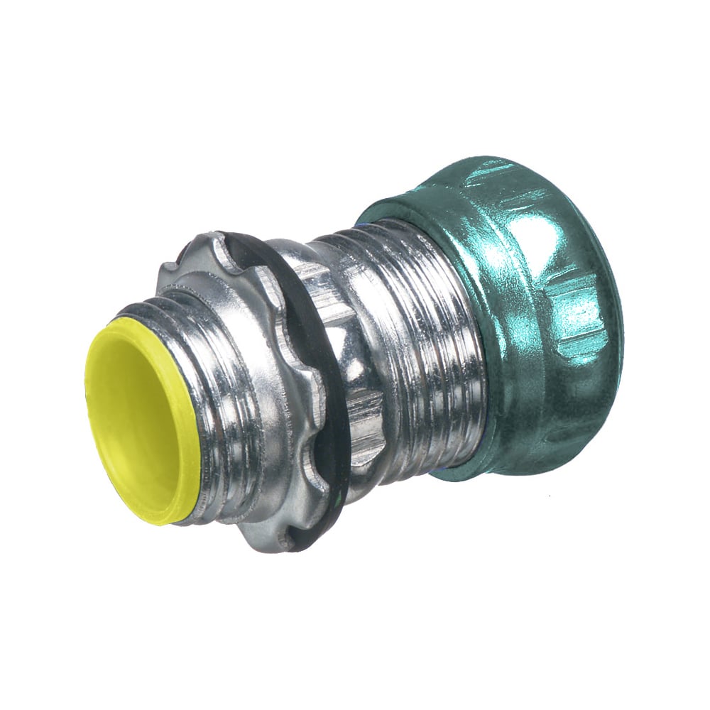 Steel EMT compression connector. concrete tight and rain tight. Trade Size 3-1/2". Insulated Throat.
