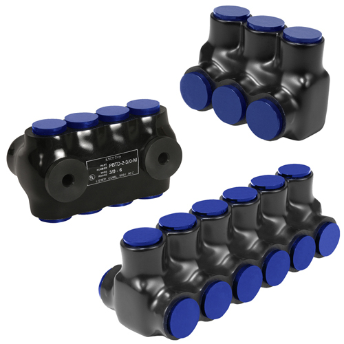 Nimbus4Flex Insulated Flexible Aluminum Multi-Tap Connector, Conductor Range 600-4, Flex 350-4 H,I,K 4/0-4 M 373.7-4 DLO, 6 Ports, Single Sided Entry, Tin Plated, UL, CSA