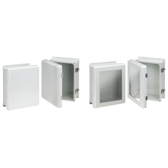 Flat Cover Window with Latches Type 4X, 17.81x15.81x8.86, Lt Gray, Fiberglass