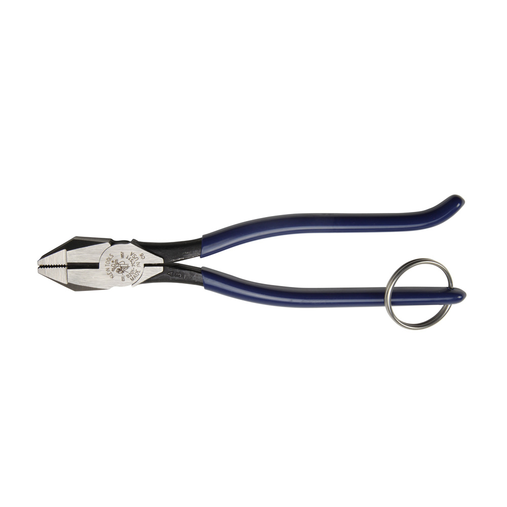 D201-7CSTT Slim Square Ironworkers Plier With Tether Rings, 1-1/2 in L x 1-1/4 in W x 1-1/2 in THK Jaw Steel Jaw, Flush Cut, 9 in OAL