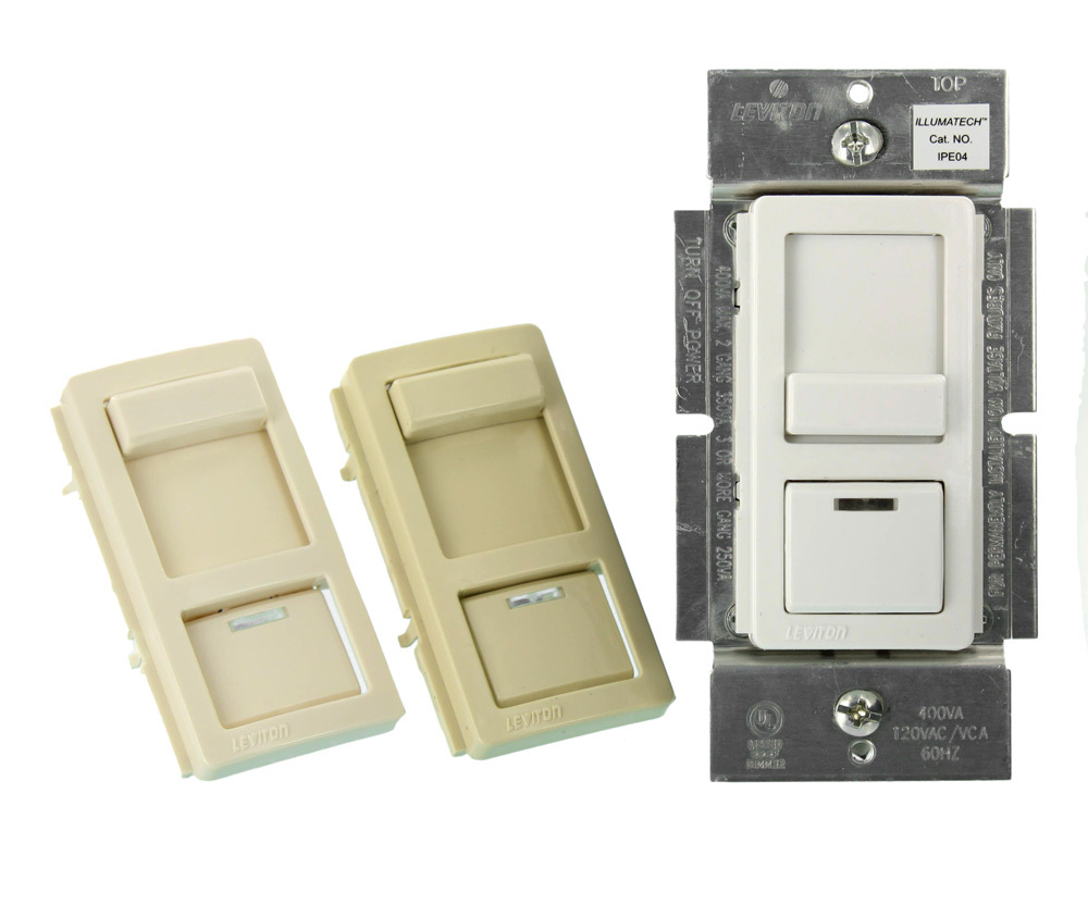 Single Pole and 3 Way, Neutral, 400VA (320W), 120VAC, Electronic Low Voltage, NAFTA,IllumaTech Slide Dimmer, White/Ivory/Light Almond
