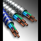 MC Luminary Cable Type MC-PCS. Galvanized Interlocking Steel Strip (blue striped). Solid Copper Conductors. 3 Conductors, 12 AWG. Colors: Black, Red, White, Green. Control Cables: 16 AWG Solid TFN Twisted jacketed pair (Purple/Gray). 250 FT. Permits conductors of circuits to be placed in a cable with conductors of electric light, power, or Class 1 circuits. May be surface mounted, fished and/or embedded in plaster. UL 66, 83, 1479, 1569, 1581, 2556, File Reference E80042, NEC 250.118, 300.22(C), 392, 396, 330, 501, 502, 503, 530, 504, 505, 518, 520, 530, 645, 725. Federal Specification A-A-59544 (formerly J-C-30B). Power and/or lighting as well as signal and/or control conductors per NEC Section 725.136(I)(1).