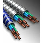 MC Luminary Cable Type MC-PCS. Galvanized Interlocking Steel Strip (blue striped). Solid Copper Conductors. 3 Conductors, 12 AWG. Colors: Black, Red, White, Green. Control Cables: 16 AWG Solid TFN Twisted jacketed pair (Purple/Gray). 250 FT. Permits conductors of circuits to be placed in a cable with conductors of electric light, power, or Class 1 circuits. May be surface mounted, fished and/or embedded in plaster. UL 66, 83, 1479, 1569, 1581, 2556, File Reference E80042, NEC 250.118, 300.22(C), 392, 396, 330, 501, 502, 503, 530, 504, 505, 518, 520, 530, 645, 725. Federal Specification A-A-59544 (formerly J-C-30B). Power and/or lighting as well as signal and/or control conductors per NEC Section 725.136(I)(1).