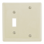 Wallplates and Box Covers, Wallplate, Nylon, 2-Gang, 1) Toggle 1) Blank, Light Almond