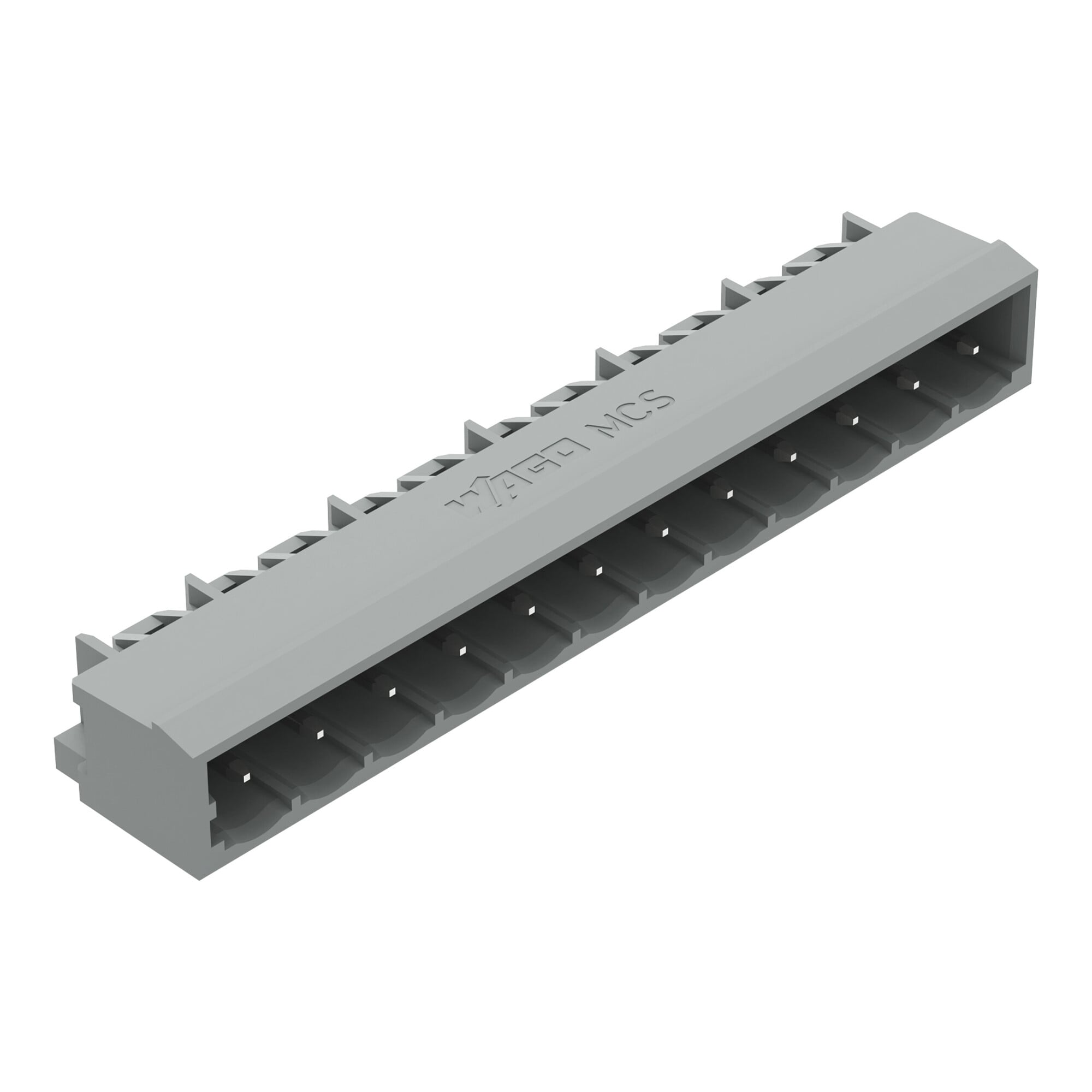THT male header; 1.0 x 1.0 mm solder pin; angled; Pin spacing 5 mm; 12-pole; gray