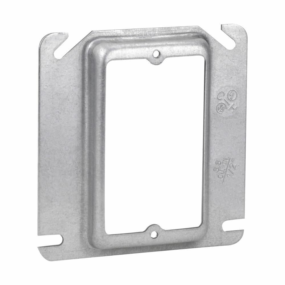 TP484 Eaton Crouse-Hinds series Square Mud Ring, 4", Steel, 1/2" raised, 3.8 cubic inch capacity