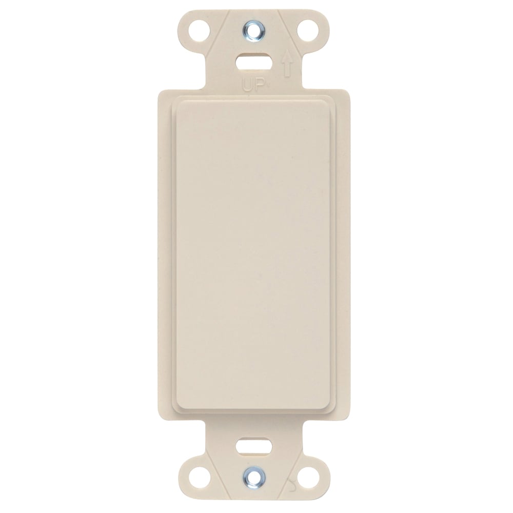 Mounting strap for blank insert. Box mounted. Changes decorator opening to blank. Polycarbonate Plastic. Light Almond.