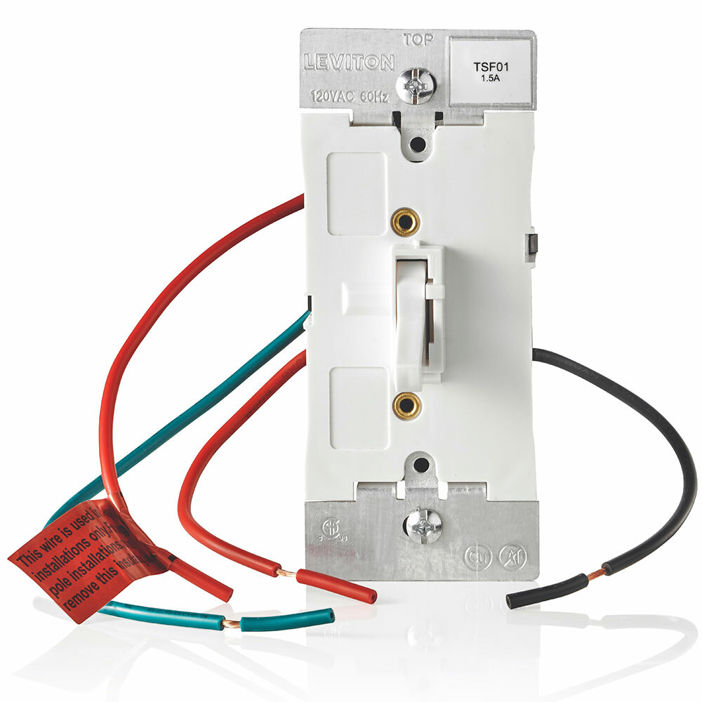 Preset Toggle Slide Quiet 3 Speed Fan Control, Single Pole/3-way, 1.5 Amp-120 VAC, (2) Mounting Screws Mounted To Strap With Retaining Washer, No Locator Light, White.