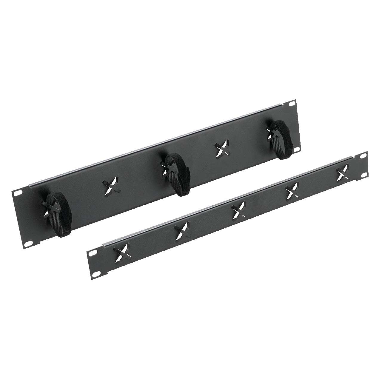 Tie-Down Panel, fits 19in rack, Black, Steel, 1U