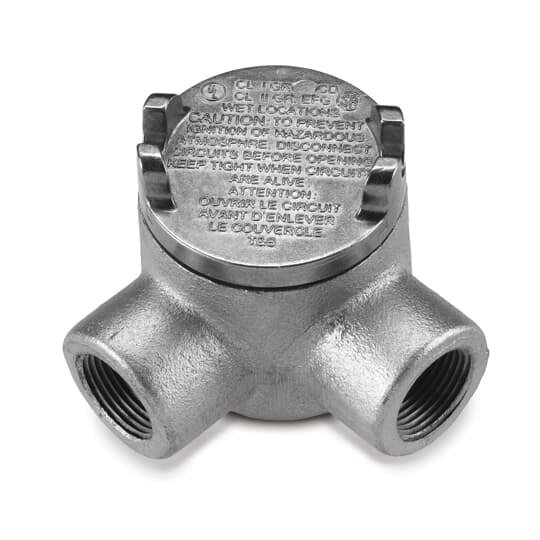 3/4 Inch GUAL Hazardous Location Conduit Outlet Box, Box Ductile Iron Zinc Plated, Cover Die Cast Aluminum, 13.3 Cubic Inch