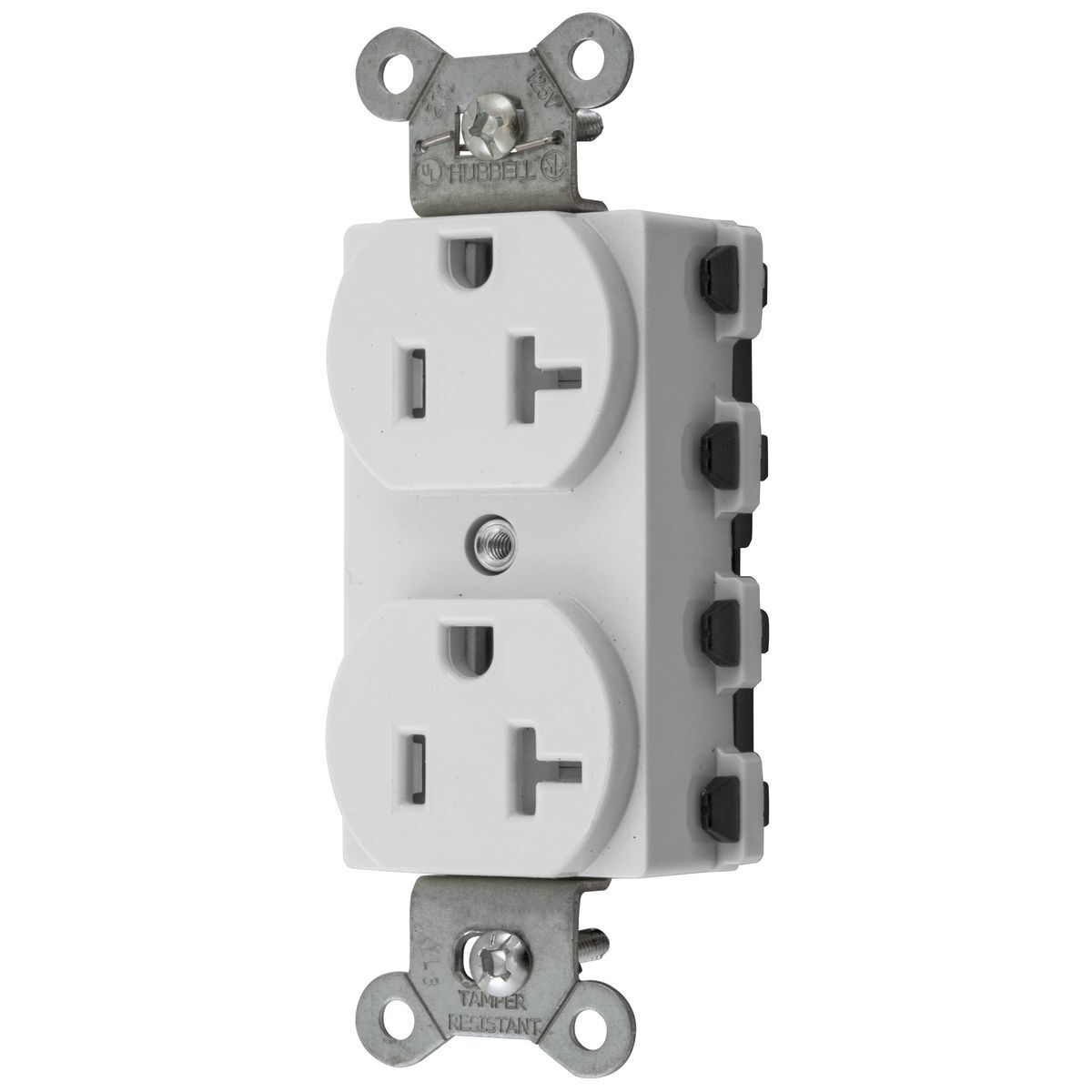 Straight Blade Devices, Receptacles, Duplex, SNAPConnect, Tamper Resistant, 20A 125V, 2-Pole 3-Wire Grounding, 5-20R, Nylon, White, USA